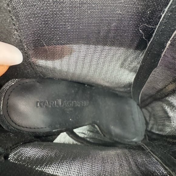 Karl Lagerfeld Women's US 7.5Blayze Black Mesh Ankle Pumps Peep Toes Shoes - Picture 10 of 12